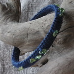 オーダー品　麻の天然石アクセサリー　バングル　ペリドット（ブルー）