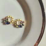 ハッピーイエローカラフルビジューイヤリング/ピアス