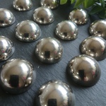 【2個】 25mm メタリック カボション シルバー 貼りつけ 半円