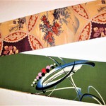 【新品】レトロ綿半巾帯(山里と抹茶)長尺　個性的 秋色
