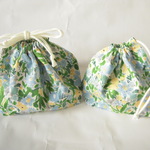 お弁当袋＆コップ袋SET<青花>_#218-219_<obento&cup bag_blueflower>