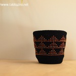 ビーズ編みの鉢カバー付きプラントポット-2.5号鉢（ブラック△）