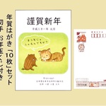 年賀はがき 10枚セット 2019 お年玉くじつき「ねこ＆イノシシ」ご住所･名入れ無料　#２０１９年　#平成３１年　#亥　#猪　#いのしし　#イノシシ　#年賀　#葉書　#ハガキ　#はがき 