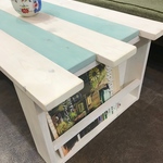 西海岸スタイル シャビーテーブル本棚付き