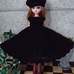 リカちゃん☆シンプルタイプ☆アウトフィット☆ワンピース&帽子(*^^*)ブラック