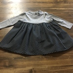 SALE70㎝グレーT×しろくろミニドットスカート切替ワンピース