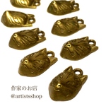 和風な狐のお面パーツ 金古美