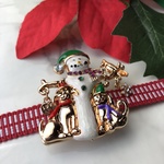 ✨期間限定　クリスマス帯留＆真田紐セット雪だるま＆わんこ　Xmas　小物　621