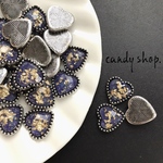 8pcs Heart navy metal cabochon