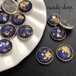  8pcs round navy metal cabochon