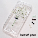 新作SALE!】かすみ草のiPhone ケース☆リボン☆レジン☆押し花☆