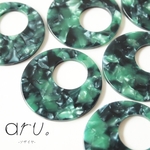 [S1811-19]【6個】 アクリルチャーム 円形 丸 穴あり グリーンmix （緑）