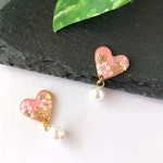 和  ハート【梅】ゆらゆらパール ピアス/イヤリング