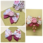 つまみ細工 3way桜のリボン髪飾り(下がり選べます)