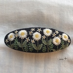 Fleurs blanches 刺繍バレッタ（大）