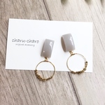   ドイツ製カボション&ゴールドフープ ピアス
