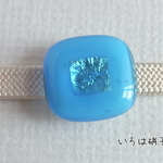 水色　銀箔　帯留め　