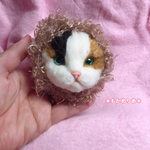 三毛猫にゃんこの頭は亥 イノシシ 干支頭  キーホルダー