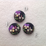 【再販】リネンと羊毛のビオラと小花刺繍のヘアゴム or ブローチ