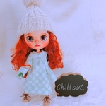 柔らかエメラルドグリーンのルームウエア（サルエルパンツ)大きめポンポンのあったかニット帽のセット