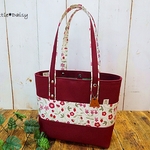 【mi様専用】№1032 倉敷帆布ミディアムトート～ボルドー×リバティMirabel