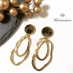 New♡レオパード×ダブルリングピアス／イヤリング