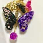 蝶 ポニーフック  黒×紫