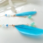 ブルーフェザー&ドロップ*ピアス