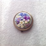 【再販×2】リネンと刺繍の野の花コンパクトミラーB