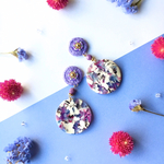 【 daisy＊刺繍ピアス / イヤリング 】< purple mosaic >