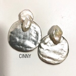 淡水パール×ヴィンテージシルバーピアス