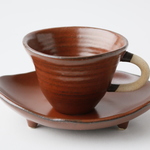コーヒー碗皿（鉄赤）1点もの