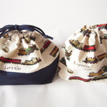 お弁当袋＆コップ袋SET<電車>_#221-222_<obento&cup bag_train>