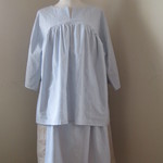 薄空色７分袖スモックブラウスとパッチワークスカート２点セット