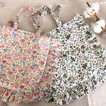 小花柄のフリフリフリルバッグ(紫)