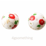 和柄 和風 プリントビーズ 椿 紅白椿 12mm 2個入り