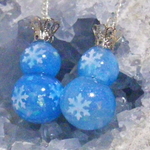 【売約済み】青色可愛い雪だるまのピアス♪＜イヤーパーツ変更可＞