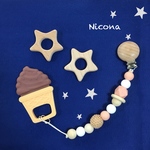 ♡赤ちゃんの歯固めホルダー1つとシリコンチョコアイス1つで【1セット】お得です♡洗えます♡顎と脳の発達♡歯固めおもちゃ♡出産祝い♡新生児♡