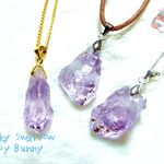 ⭐️天然アメジストネックレス・ペンダント♪アメシスト/紫水晶/ジオード結晶/ブラジル産♪天然石・非加熱・非人工処理・原石・鉱石・鉱物♪ゴールド・シルバー・革紐（丸革紐）の選択式♪1本♪