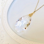 Swarovski 大きな雫のゴールドロングネックレス