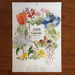 A3サイズ うさぎと草花の壁掛けカレンダー  2019年
