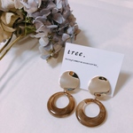 gold×brownフープイヤリング