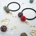 ツイード×コーデュロイのさくらんぼヘアゴム  お星様.ver