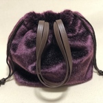【SALE】ファー巾着バッグ小さ目　ワイン