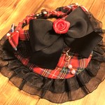 犬・猫の首輪　30～33　cocoちゃんバンダナチョーカー　赤・タータンチェック・スクールチェック・ゴスロリ風・リボン
