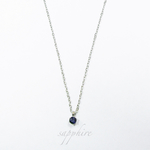 ステンレス＊小さな宝石ビルマ産ブルーサファイアネックレス(金属アレルギー対応・サージカルステンレス・天然石)