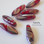 clear red* chrome stripe ダガー チェコビーズ 10個