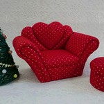 ブライス用ソファー　バービー用　ドール用ソファ　レッド　Xmas