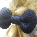 №186　ハンドメイド2点セット　ニット地コロンとしたりぼんヘアゴム
