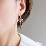 【 Ines-100-GR 】チェコビーズのシンプルイヤリング・ピアス・樹脂ピアス・ノンホールピアス
